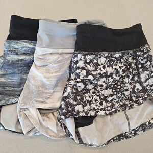 Three Lululemon Speed Shorts - Size 6